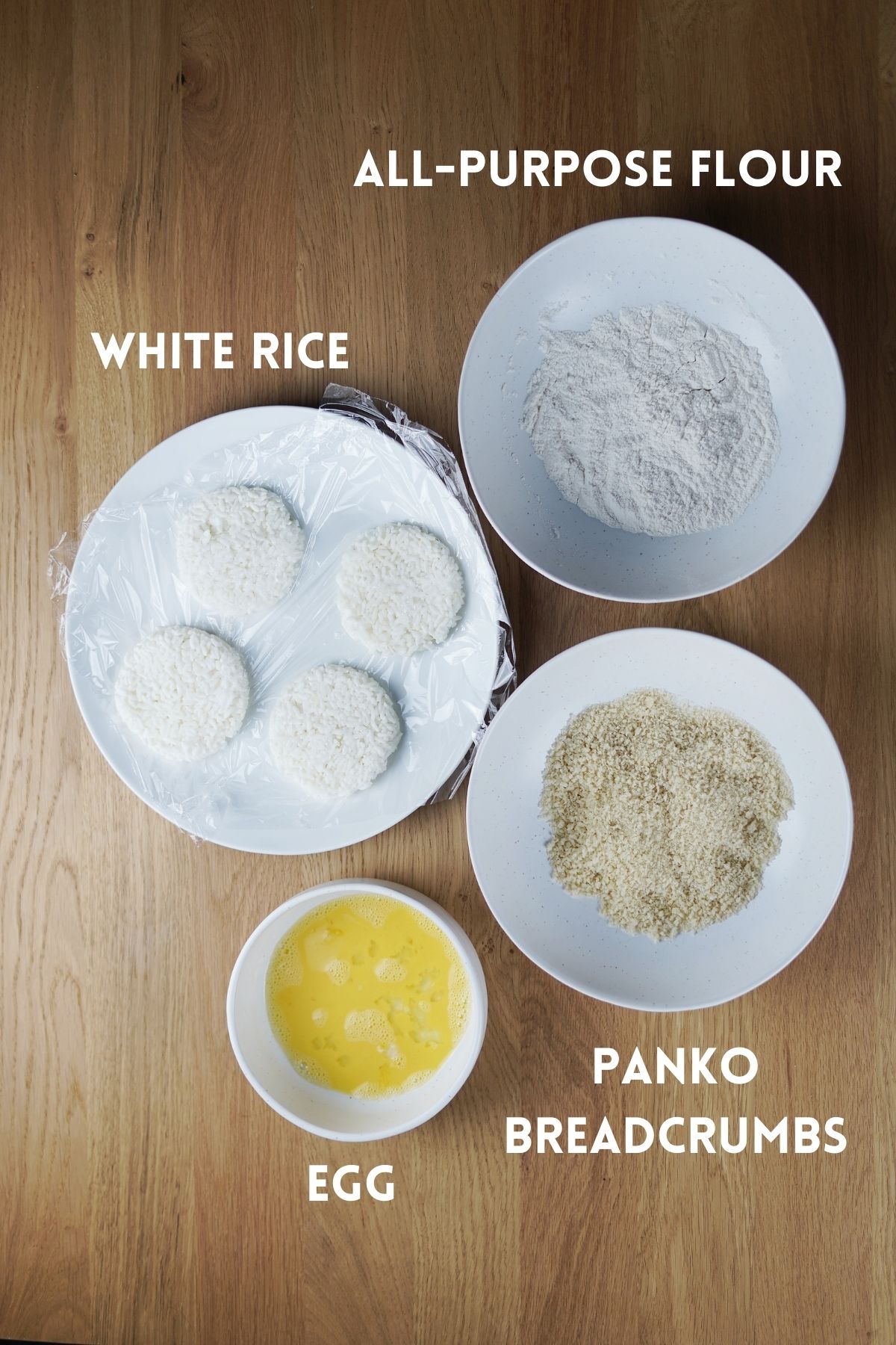 Ingredients to make fried rice patty base