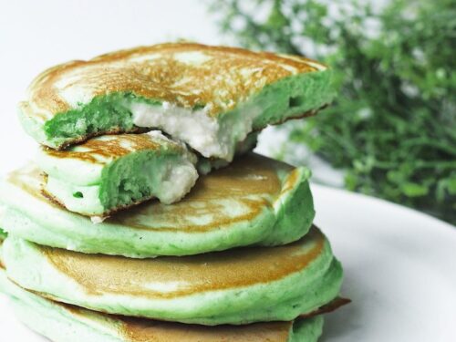 Pandan Pancakes with Coconut Custard Filling - Couple Eats Food