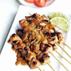 Indonesian Chicken Satay with Spicy Peanut Sauce