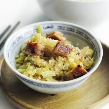 A bowl of spam fried rice.