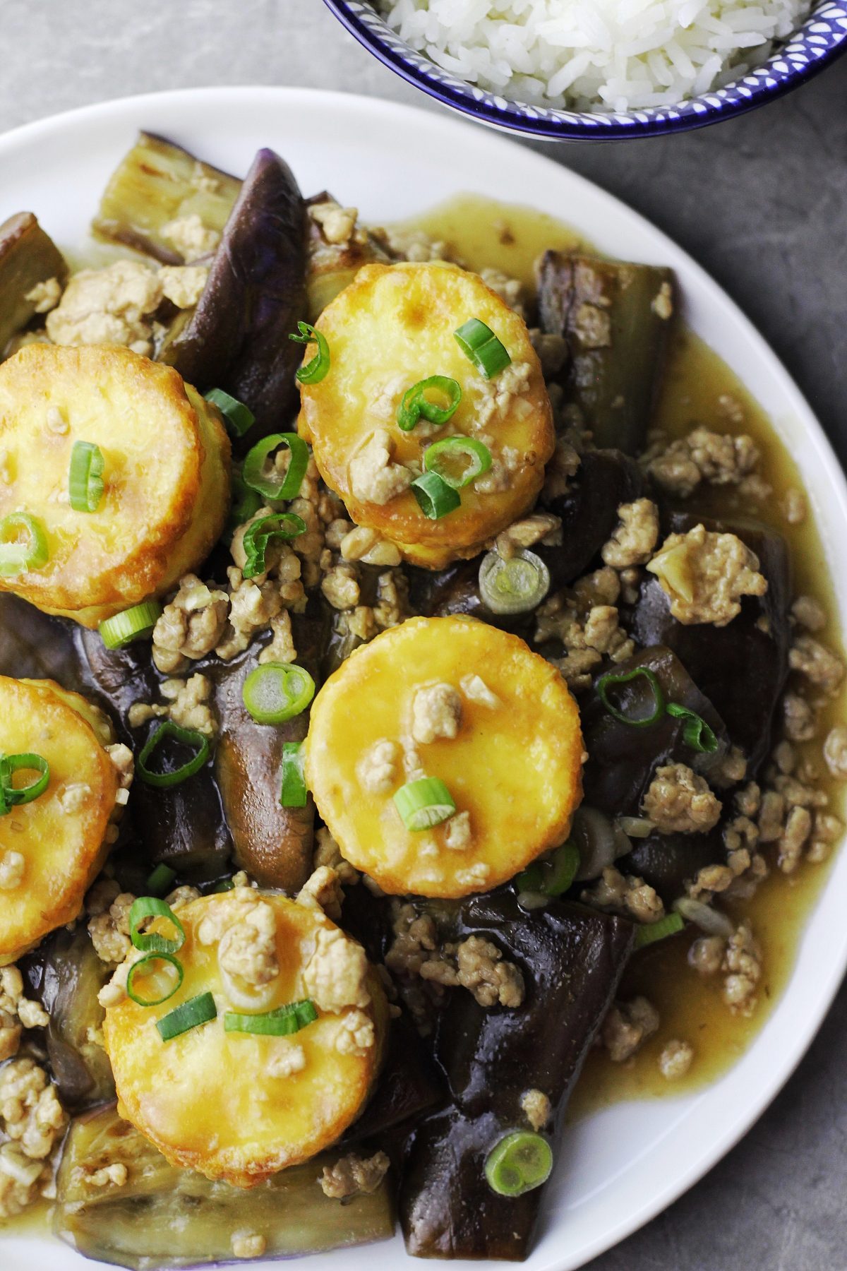 Fried Egg Tofu and Eggplants Recipe