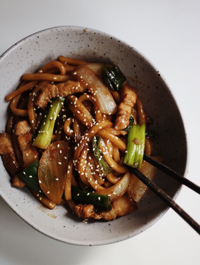 Fried Udon & Pork Stir-Fry