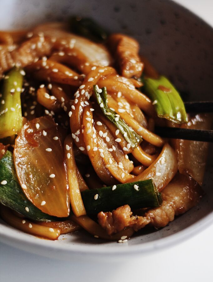 Fried Udon & Pork Stir-Fry